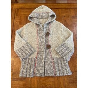 Free People wool blend big button hooded sweater Medium